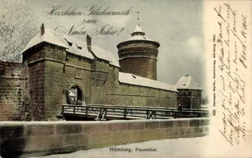 Ak Nürnberg in Mittelfranken, Frauentor, Winter