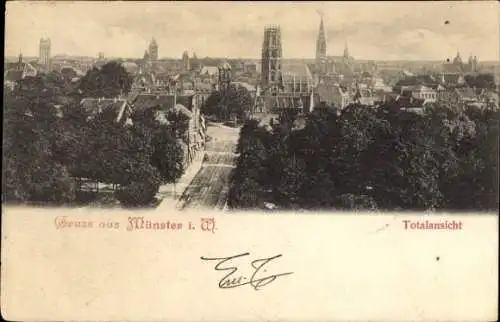 Ak Münster in Westfalen, Totalansicht, Kirchtürme