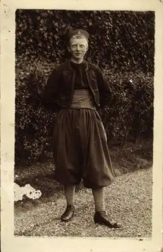 Foto Ak Französischer Soldat in Uniform, Zouave, Standportrait, I WK