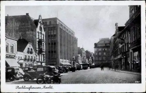 Ak Recklinghausen im Ruhrgebiet, Markt, Motorrad