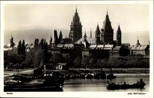 Ak Mainz am Rhein, Dom, Blick vom Rhein