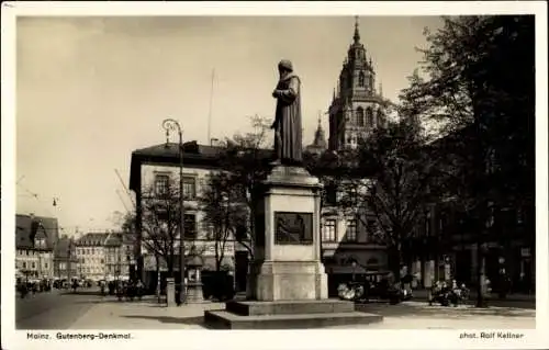 Ak Mainz am Rhein, Gutenberg Denkmal