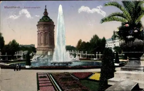 Ak Mannheim in Baden, Friedrichsplatz, Wasserturm