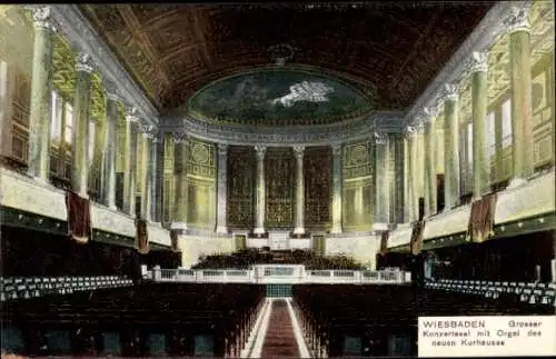 Ak Wiesbaden in Hessen, Neues Kurhaus, Großer Konzertsaal, Orgel