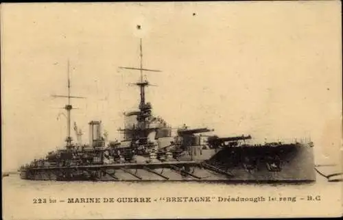 Ak Französisches Kriegsschiff Bretagne