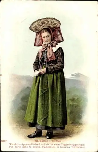 Ak St. Gallen Schweiz, Frau in Volkstracht