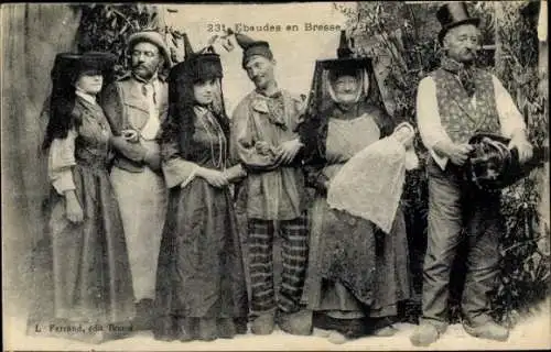 Ak Menschen in französischen Volkstrachten, Gruppenbild