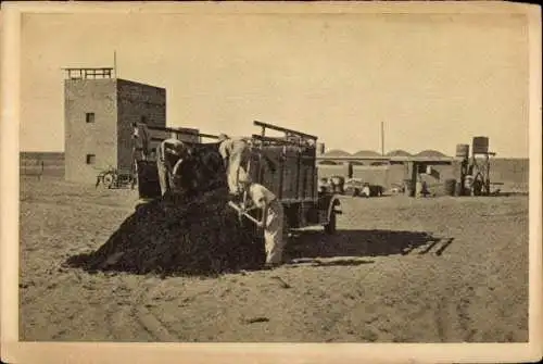 Ak Negev Israel, junge Siedlung, top soil being brought