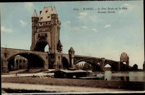 Ak Worms am Rhein, Straßenbrücke