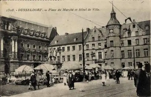 Ak Düsseldorf, Marktplatz und Rathaus