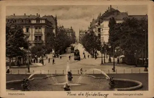 Ak Mannheim in Baden, Heidelberger Straße, Straßenbahn