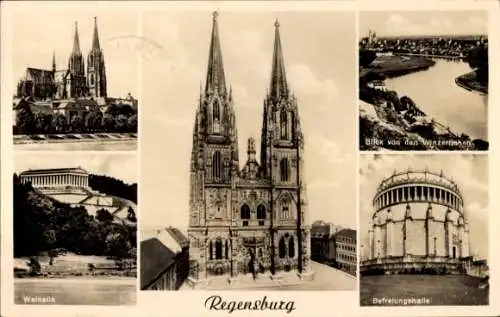 Ak Regensburg an der Donau Oberpfalz, Walhalla, Kirche, Befreiungshalle, Panorama