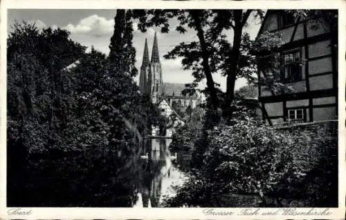 Ak Soest in Westfalen, Grosser Teich und Wiesenkirche