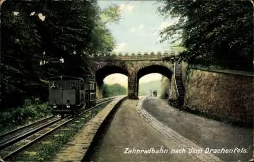 Ak Königswinter am Rhein, Zahnradbahn nach dem Drachenfels, Brücke