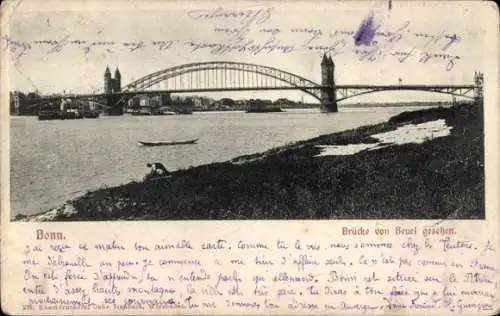 Ak Bonn am Rhein, Brücke von Beuel gesehen