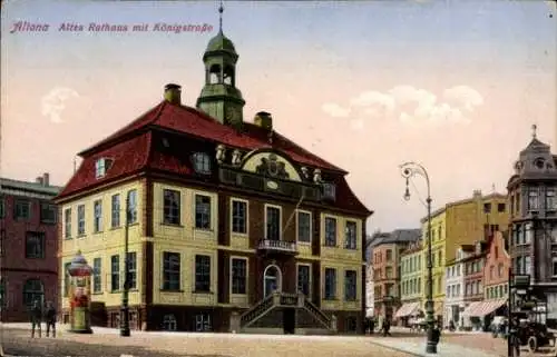 Ak Hamburg Altona, Altes Rathaus mit Königstraße, Laden H. Degler, Litfaßsäule