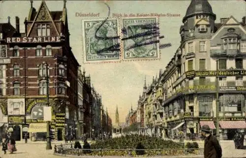 Ak Düsseldorf am Rhein, Blick in die Kaiser-Wilhelm-Straße