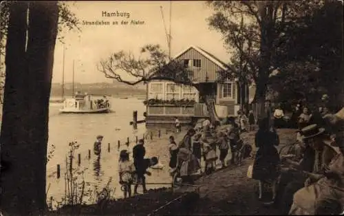 Ak Hamburg, Strandleben an der Alster