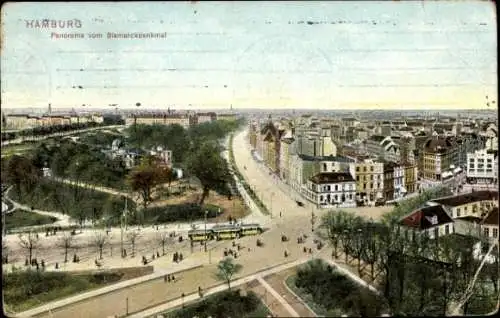 Ak Hamburg Mitte Altstadt, Panorama vom Bismarckdenkmal