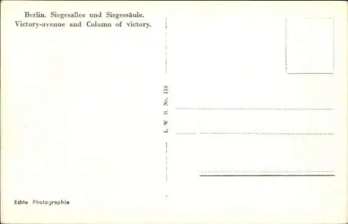 Ak Berlin Tiergarten, Siegesallee, Siegessäule