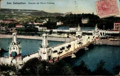 Ak Donostia San Sebastián Baskenland, Maria-Cristina-Brücke