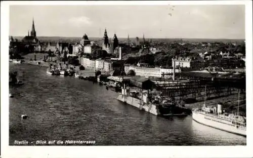 Ak Szczecin Stettin Pommern, Blick auf die Hakenterrasse