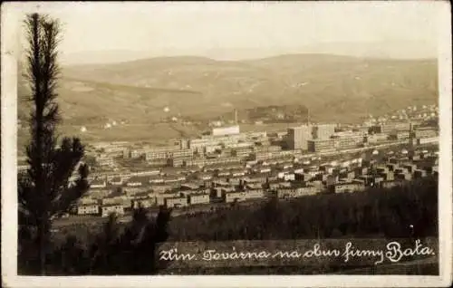 Foto Ak Zlín Gottwaldov in Mähren Region Zlin, Gesamtansicht, Fabrik Bata