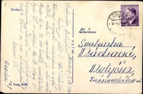 Ak Koleč Kladno Kladen Mittelböhmen, Teilansicht, Platz, Denkmal, Geschäfte