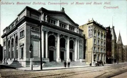 Ak Cincinnati Ohio USA, Soldier's Memorial Building, Konservatorium für Musik, Musikhalle