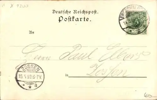 Litho Eberswalde in der Mark, Rohde's Restaurant, Konzertgarten, Kriegerdenkmal