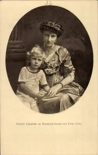 Ak Fürstin Elisabeth zu Windisch Graetz mit Prinz Erni, Portrait