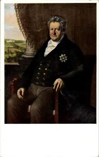 Künstler Ak Kolbe, Heinrich, Großherzog Karl August von Sachsen Weimar, Portrait um 1822, Hund