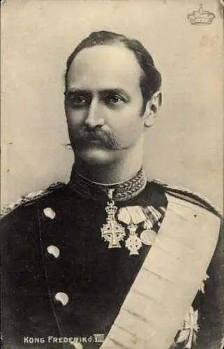 Ak König Frederik VIII. von Dänemark, Portrait, Orden