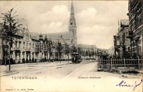 Ak Teteringen Noord-Brabant, Boulevard Mastbosch, Pferdebahn