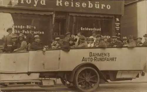 Foto Ak Köln am Rhein, Autobus, Dahmen's Auto-Rundfahrt, Lloyd Reisebüro