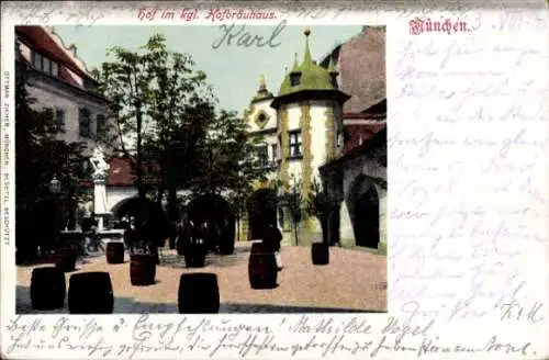 Ak München, Königliches Hofbräuhaus, Hof