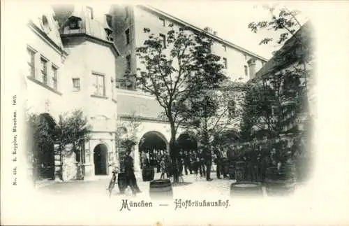 Ak München, Hofbräuhaus, Personen, Fässer