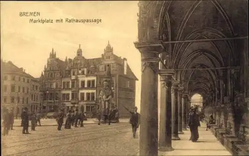 Ak Hansestadt Bremen, Marktplatz, Rathaus