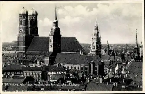 Ak München, Frauenkirche, Peterskirche, Rathaus