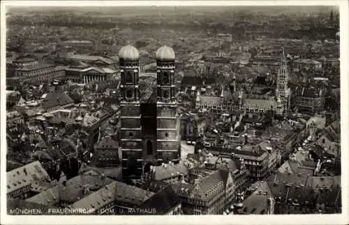 Ak München, Gesamtansicht der Stadt, Frauenkirche, Rathaus