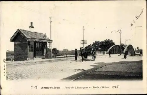 Ak Armentières Nord, Pont de l'Attargette et Poste d'Oetroi, Kutsche