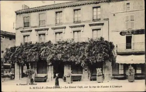 Ak Melle Deux Sèvres, Le Grand Café, sur la Rue de Nantes à Limoges