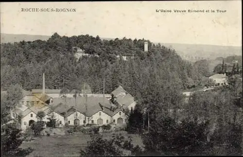 Ak Roches sur Rognon Haute Marne, L'Usine Veuve Rémond et la Tour