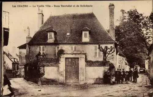 Ak La Châtre Indre, La Vieille Ville, Rues Tourtellat et de Bellefonds