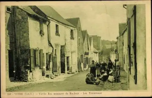 Ak Vitré Ille-et-Vilaine, Vieille Rue montante du Rachapt, Tricoteuses