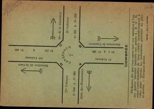 Stadtplan Ak Combrée Maine et Loire, Concours de Peche, Organise par la Gaule Combreenne