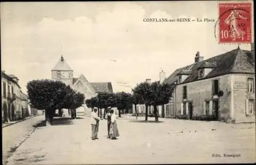 Ak Conflans sur Seine Marne, La Place