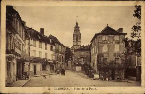 Ak Limogne Lot, Place de la Poste