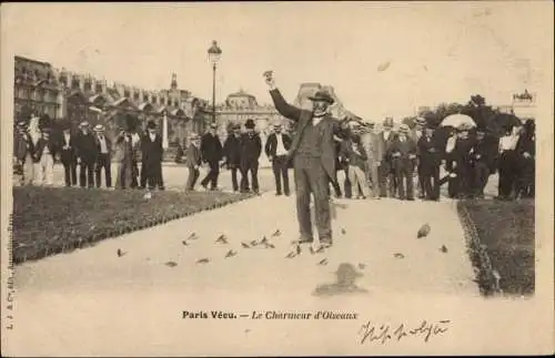 Ak Paris, Paris Vecu, Le Charmeur d'Oiseaux