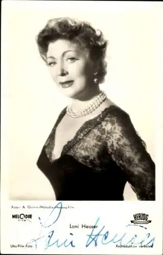 Ak Schauspielerin Loni Heuser, Portrait, Autogramm, Film An jedem Finger zehn